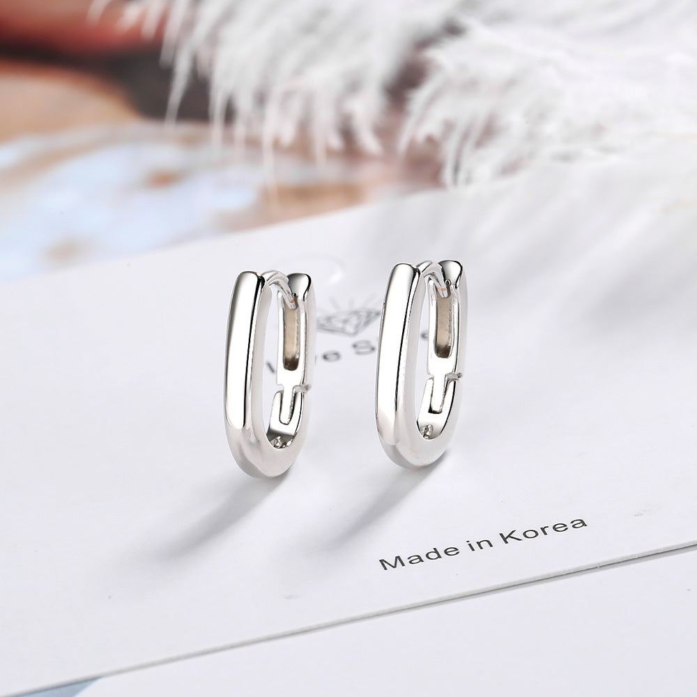 Women's Clip Korean Fashion Geometry Pattern Oval Simple Temperament Ear Buckle