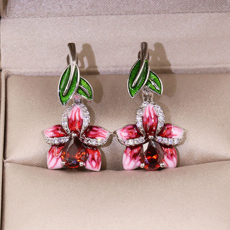 Creative Enamel Butterfly Epoxy Dyed Color Earrings