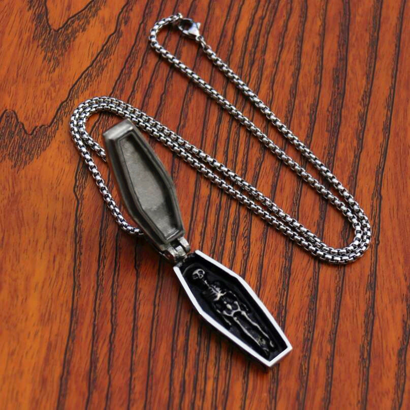 Men's Death Titanium Steel Domineering Coffin Cross Necklace