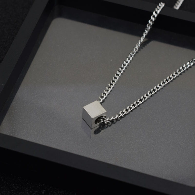 Women's & Men's Titanium Steel Square Personality Necklace