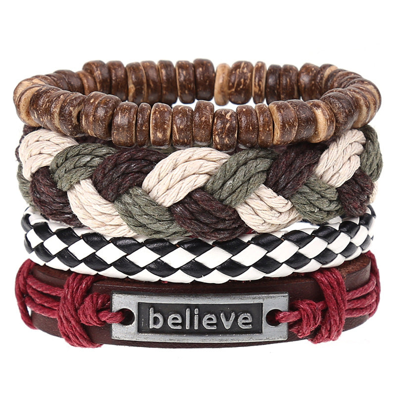 Combination Suit Leather Wrist String Popular Bracelets