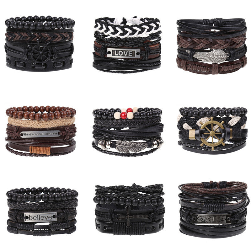 Combination Suit Leather Wrist String Popular Bracelets
