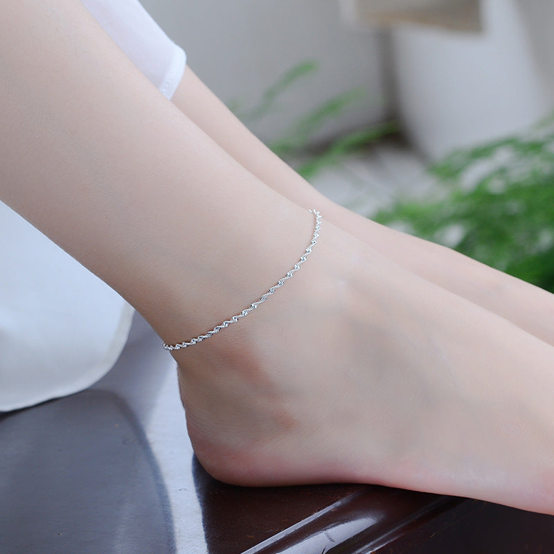 Women's Sier Wave Water Pattern Simple Fresh Anklets
