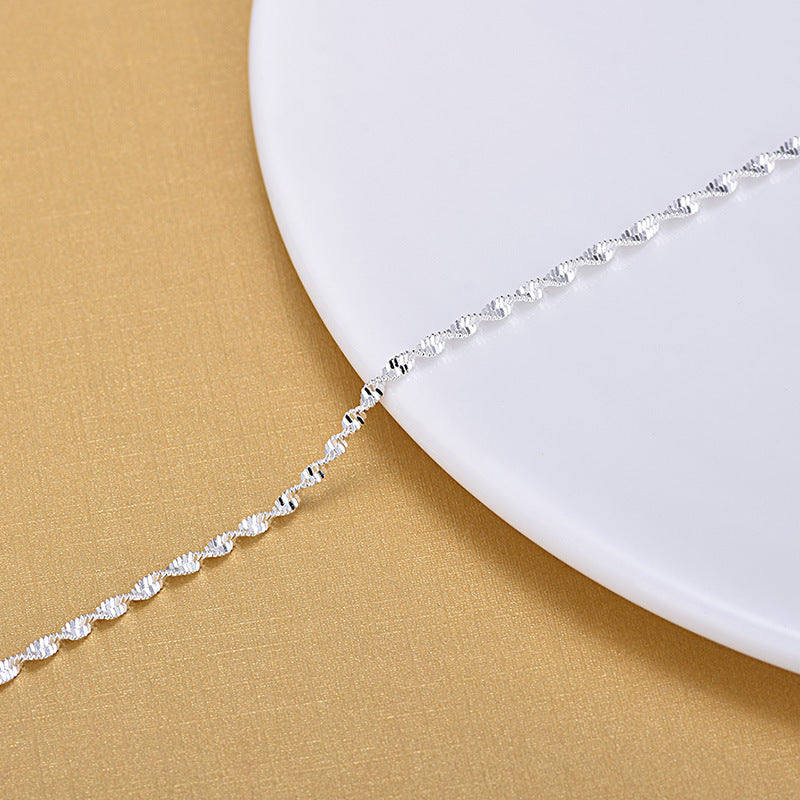 Women's Sier Wave Water Pattern Simple Fresh Anklets