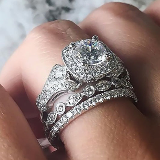 Inlaid Eight Hearts Arrows Full Diamond Ring