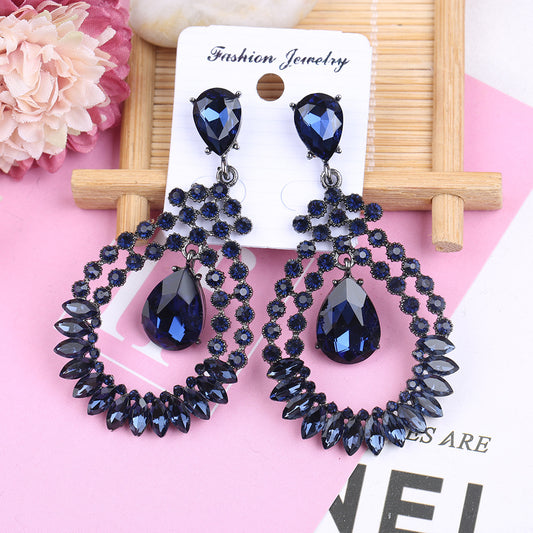 Women's Retro Vintage Hollow Crystal Rhinestone Eardrops Earrings