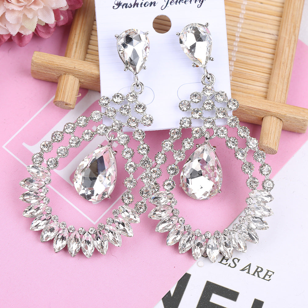 Women's Retro Vintage Hollow Crystal Rhinestone Eardrops Earrings