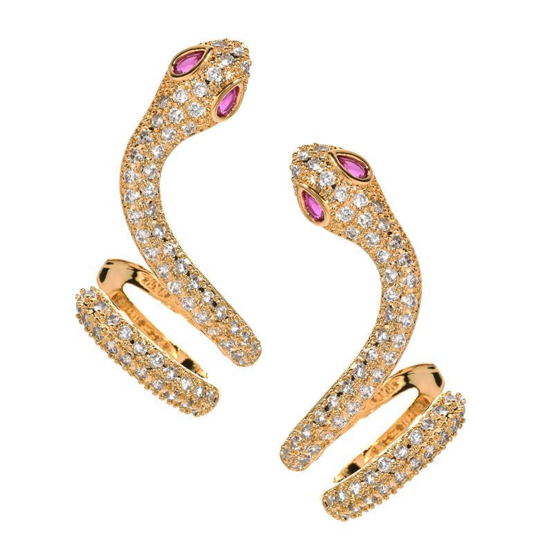 Personality Micro Inlaid Zircon Snake-shaped Ear Clip Female Sterling Earrings