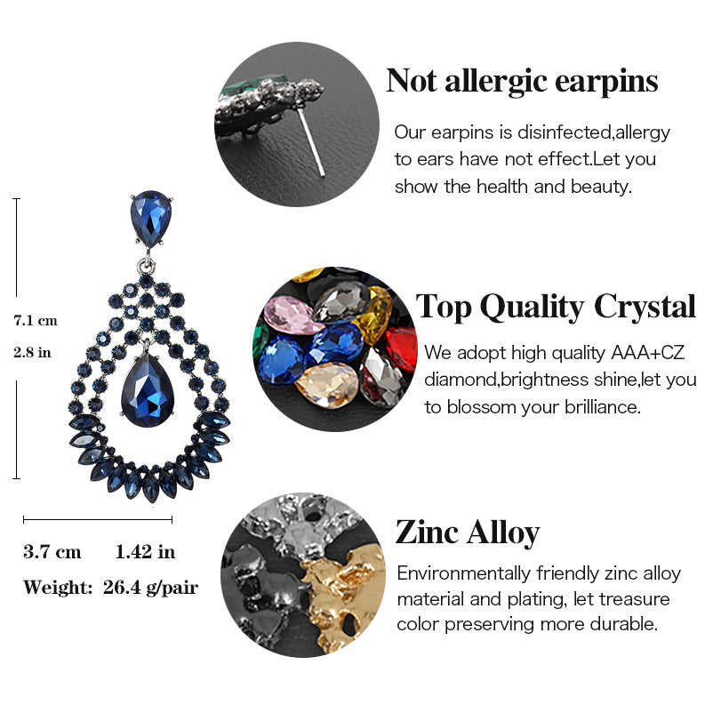 Women's Retro Vintage Hollow Crystal Rhinestone Eardrops Earrings