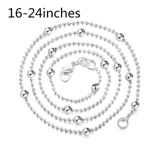 Sier Plated Bead Sweater Chain Korean Necklaces