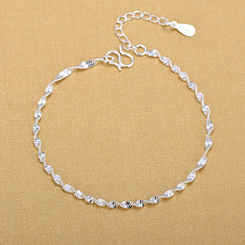 Women's Sier Wave Water Pattern Simple Fresh Anklets