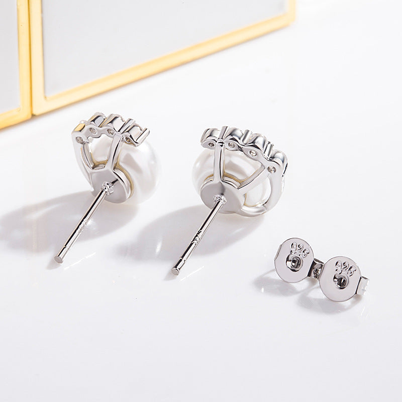Women's Pearl With Diamonds Zircon Sweet Beautiful Stud Earrings