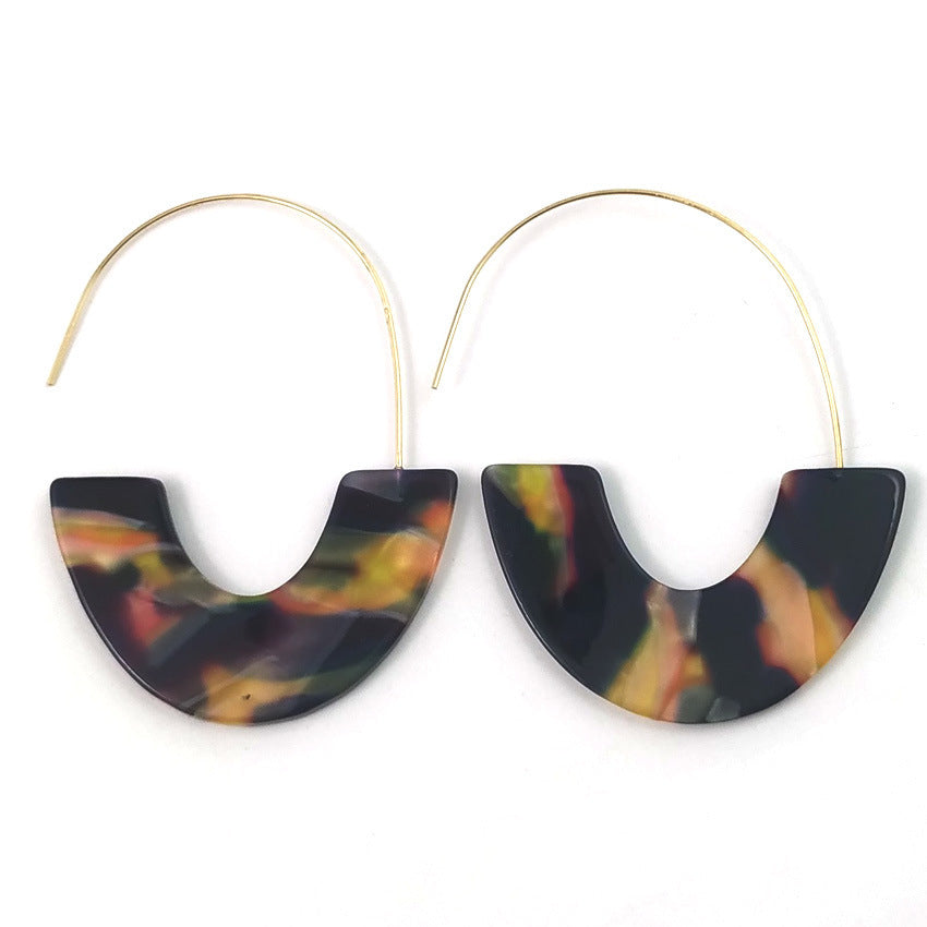 Women's Leopard Print Acetate Acrylic Plate U-shaped Earrings