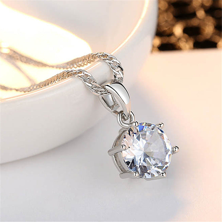 Single Diamond Sier Simple Ornament Large Pendants