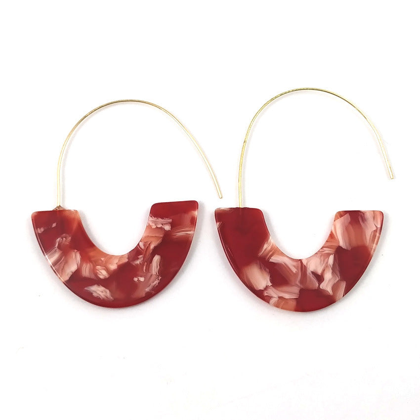 Women's Leopard Print Acetate Acrylic Plate U-shaped Earrings