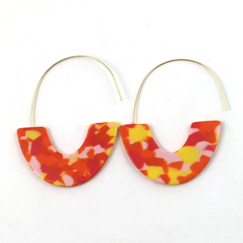 Women's Leopard Print Acetate Acrylic Plate U-shaped Earrings