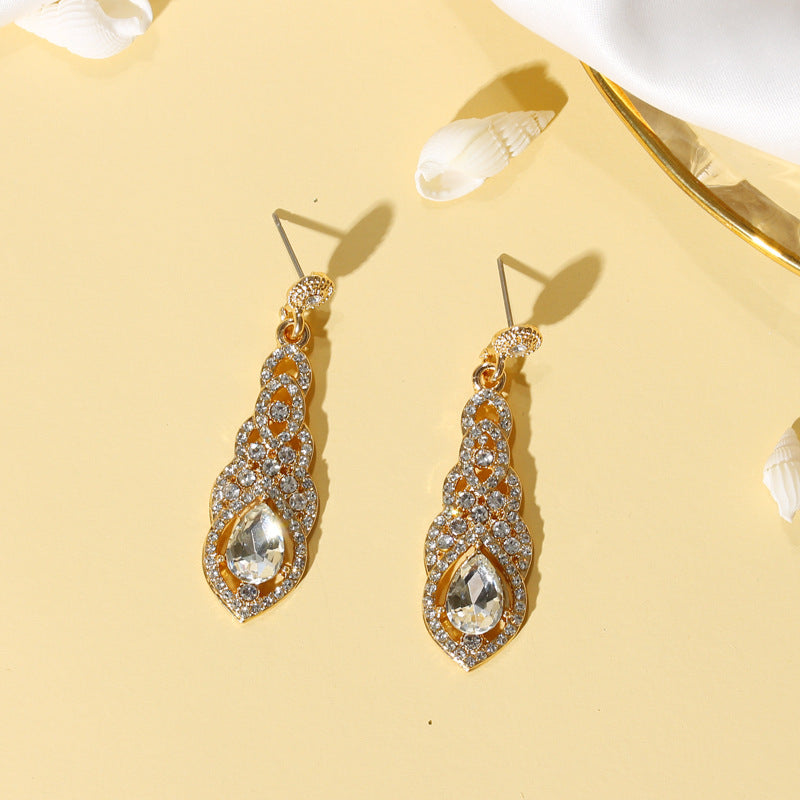 Exaggerated Shiny Bridal Wedding Ear Classic Diamond Earrings