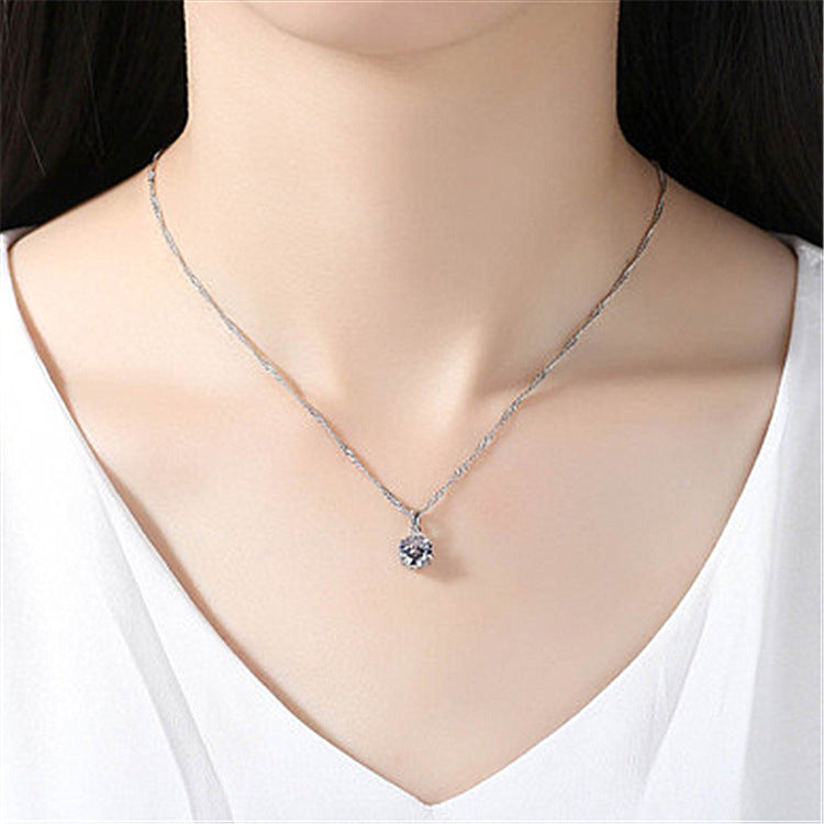 Single Diamond Sier Simple Ornament Large Pendants