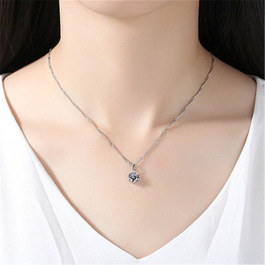 Single Diamond Sier Simple Ornament Large Pendants