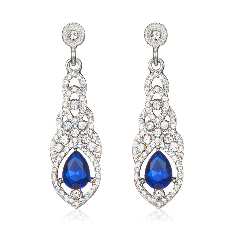 Exaggerated Shiny Bridal Wedding Ear Classic Diamond Earrings