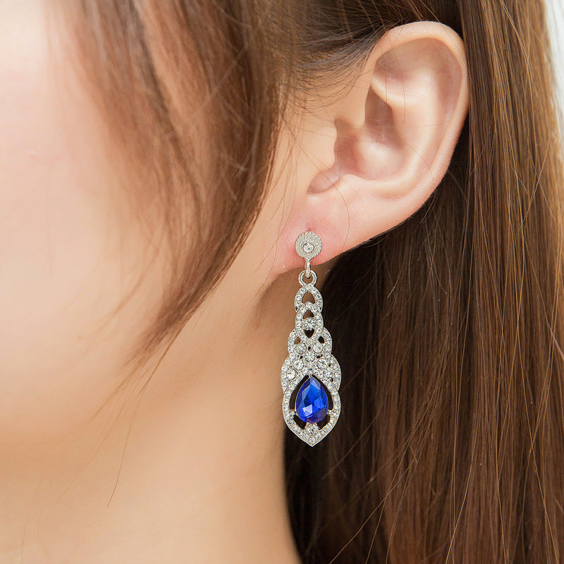 Exaggerated Shiny Bridal Wedding Ear Classic Diamond Earrings