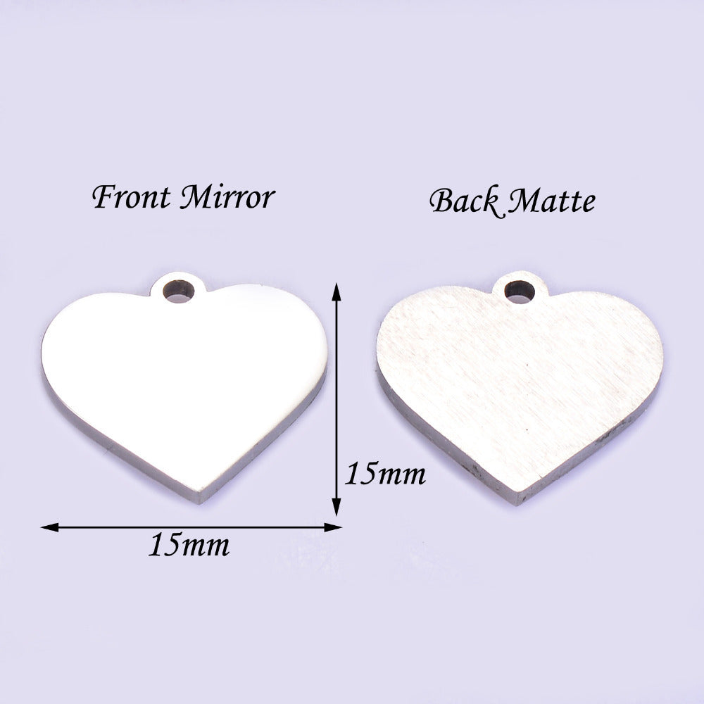 Steel Cut Heart-shaped Peach Heart Tag Pendants