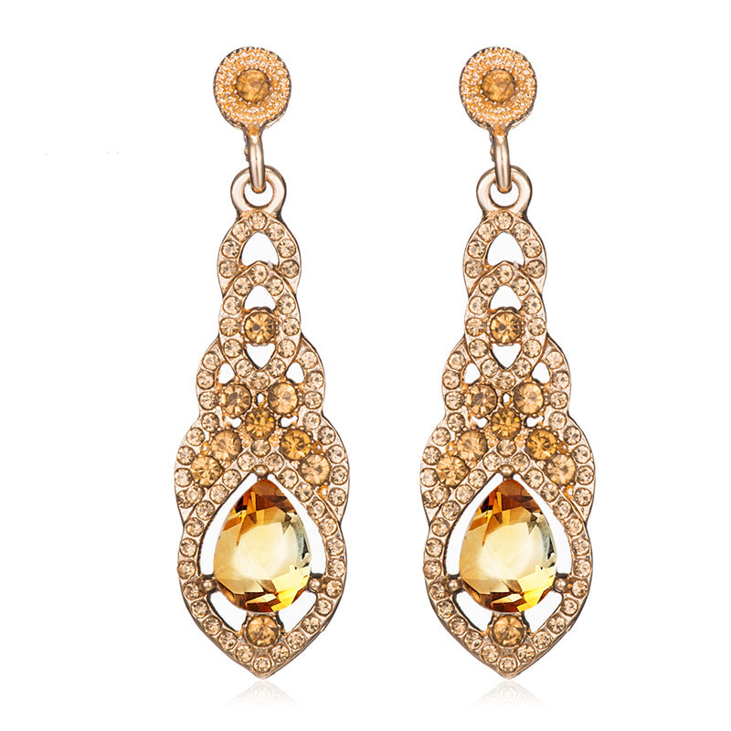 Exaggerated Shiny Bridal Wedding Ear Classic Diamond Earrings