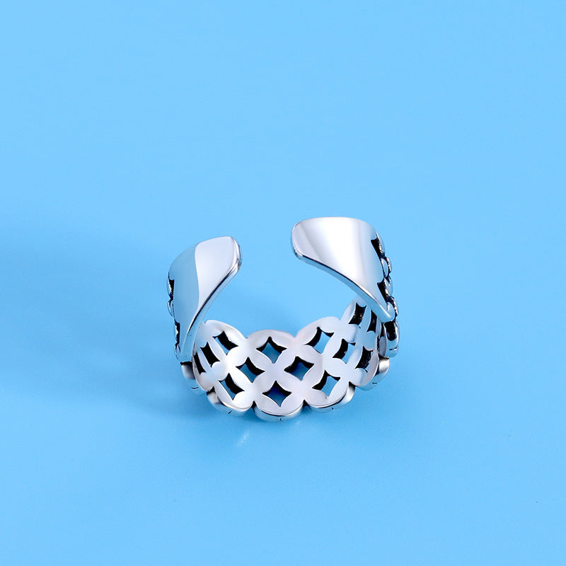 Female Style Retro Imitation Thai Sier Distressed Lady Temperament Open Ring