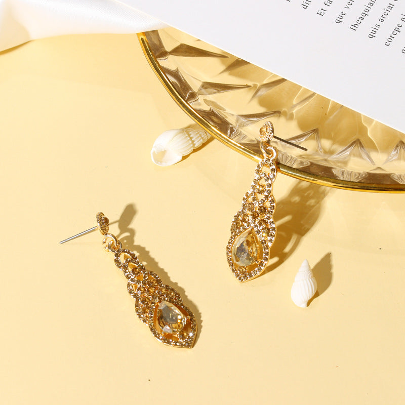 Exaggerated Shiny Bridal Wedding Ear Classic Diamond Earrings