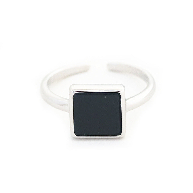 Fashion Geometry Pattern Square Round Smooth Opening Male Rings