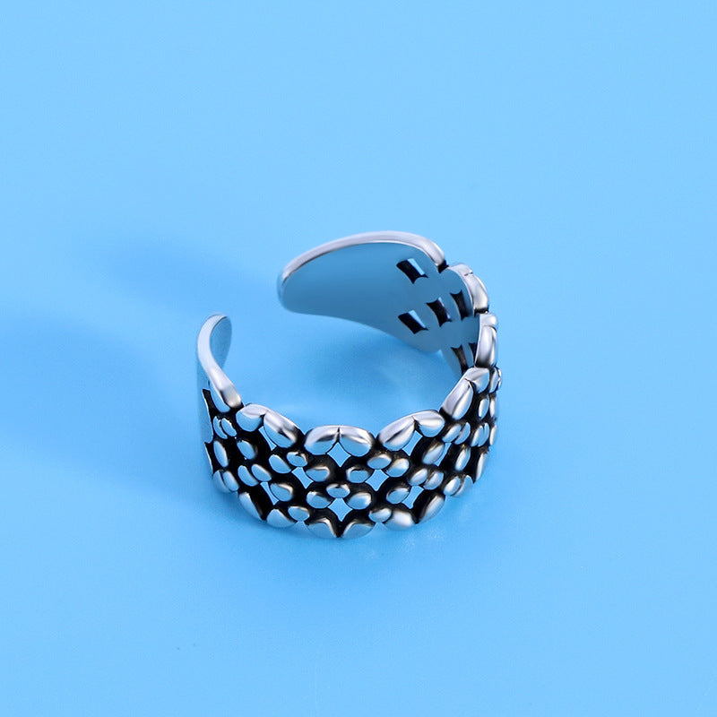 Female Style Retro Imitation Thai Sier Distressed Lady Temperament Open Ring