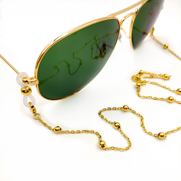 Stainless Steel Electric Golden Room Bead Glasses Nonskid Chain Necklace