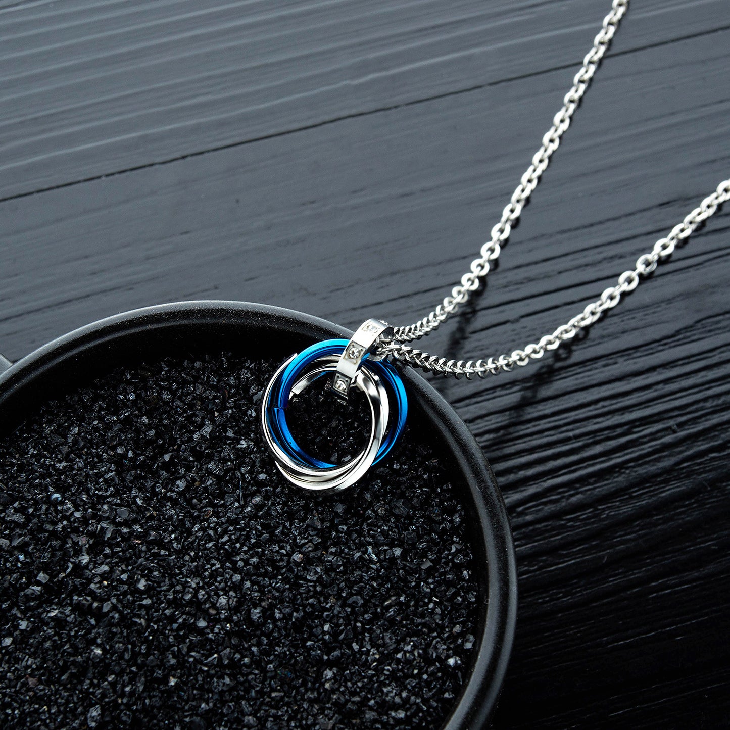 Women's & Men's Stylish Simple Versatile Titanium Steel Couple Personality Three-ring Necklaces