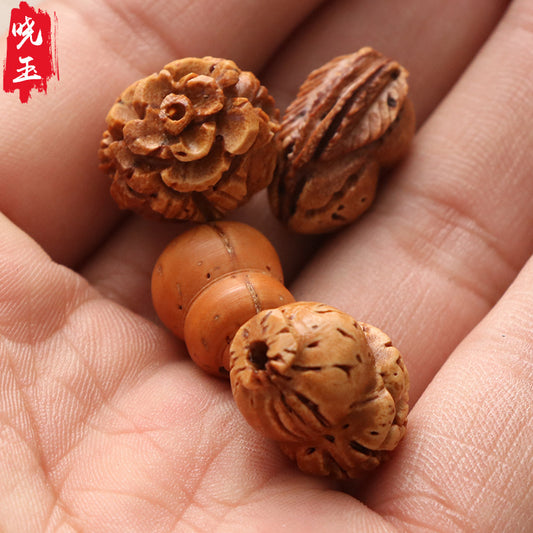 Peach Pit Carved Flower Gourd Cabbage Life Rich Braided Bracelet