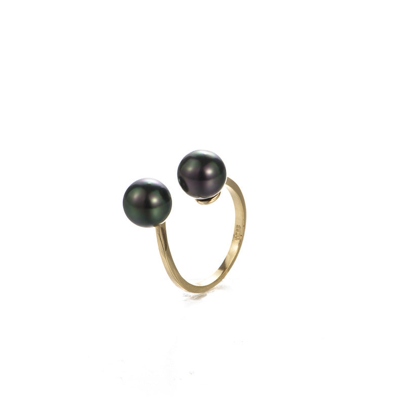 Of Pearl Black White Open Asymmetric Rings