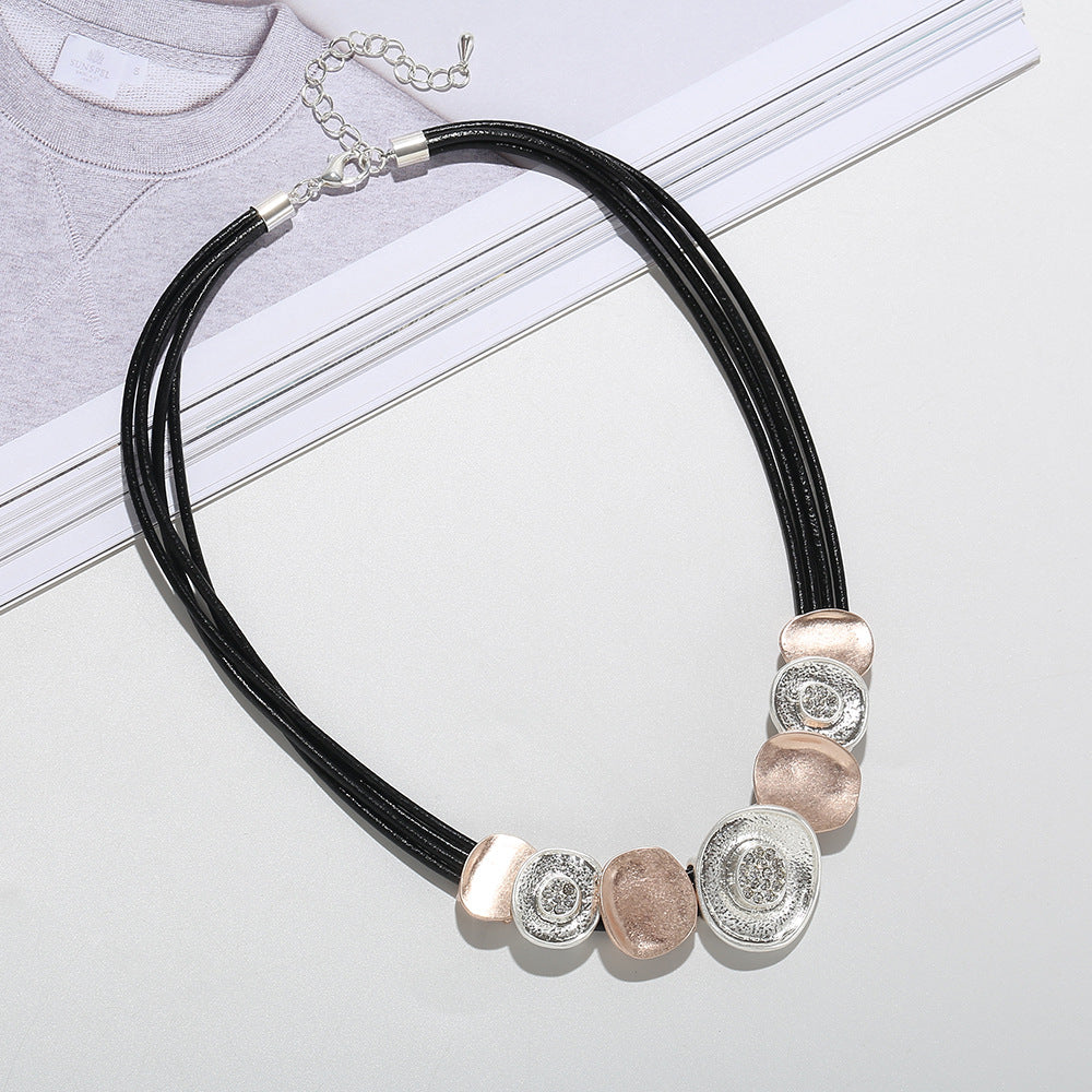 Women's Fashion Popular Leather Rope Short Chain Necklaces