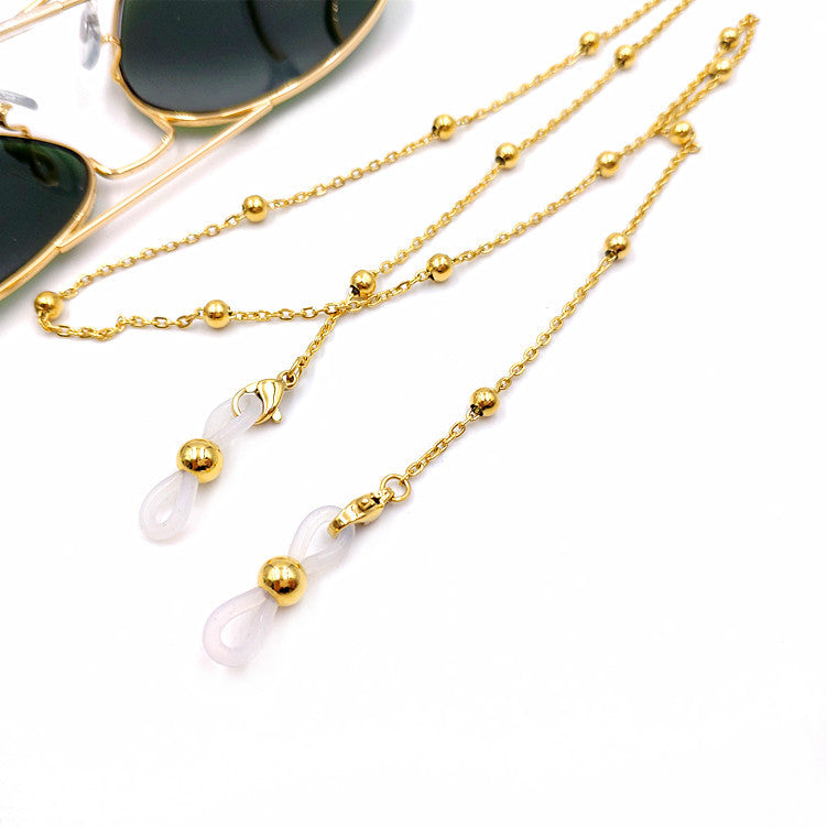 Stainless Steel Electric Golden Room Bead Glasses Nonskid Chain Necklace