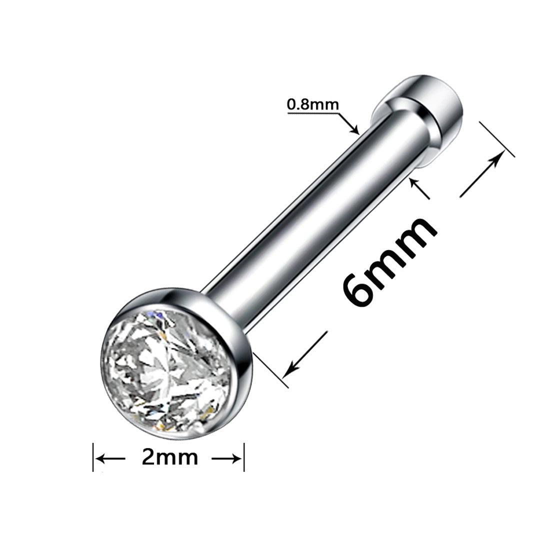 Boxed Stainless Steel Diamond Nose Titanium Fake Stud Earrings