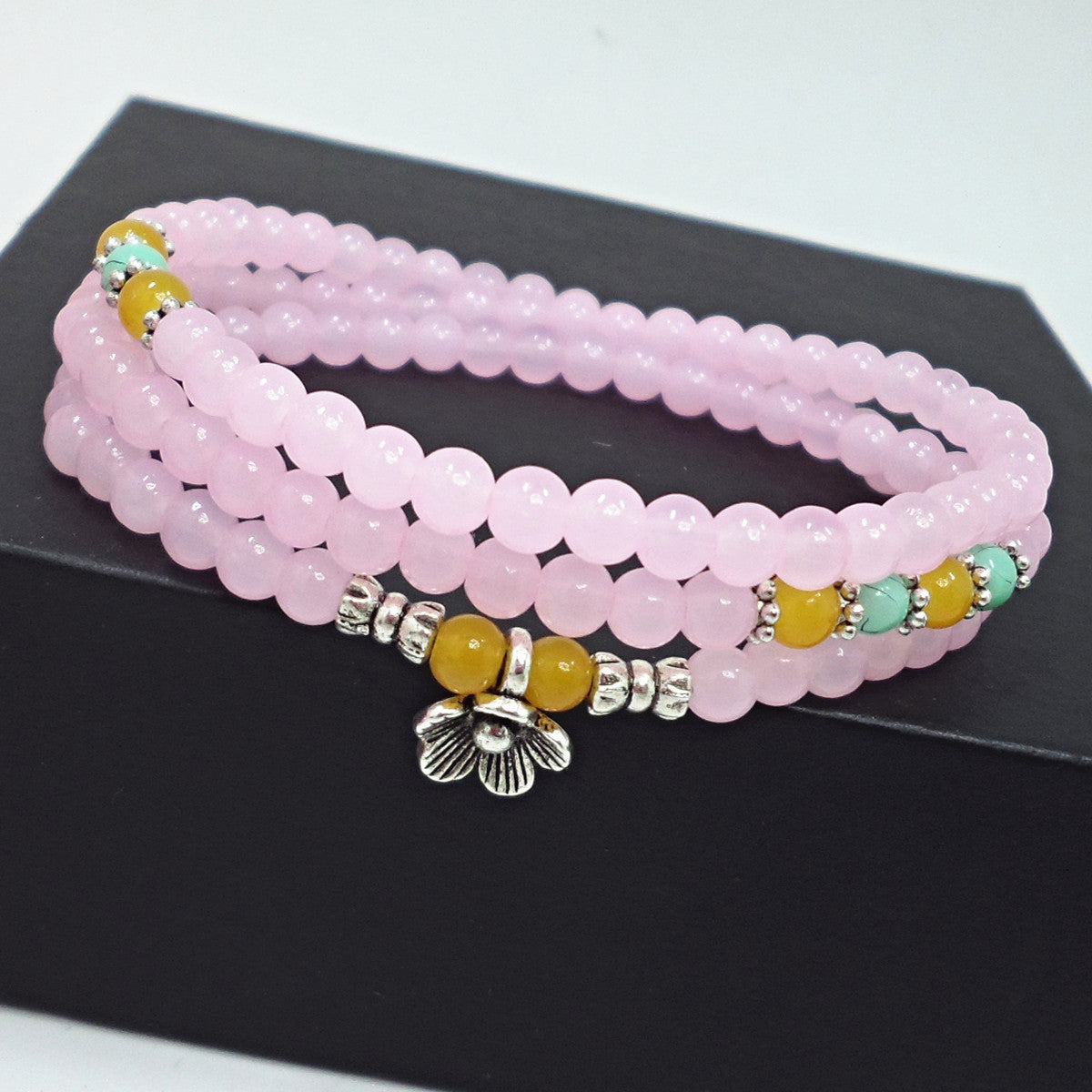 Hawaii Holiday Antique Sier Flower Beaded Mix Match Bracelets