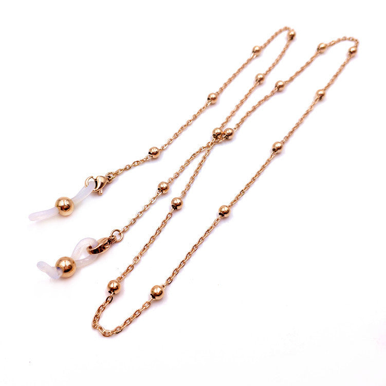 Stainless Steel Electric Golden Room Bead Glasses Nonskid Chain Necklace