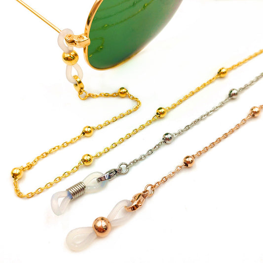 Stainless Steel Electric Golden Room Bead Glasses Nonskid Chain Necklace