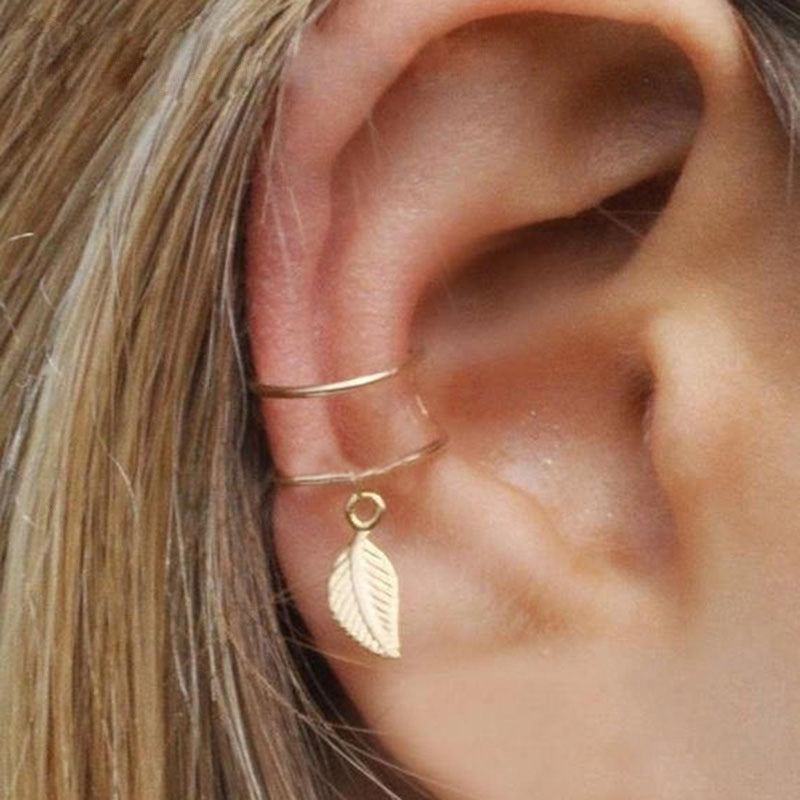 Set Creative Personalized Fashion Cartilage Leaves Earrings