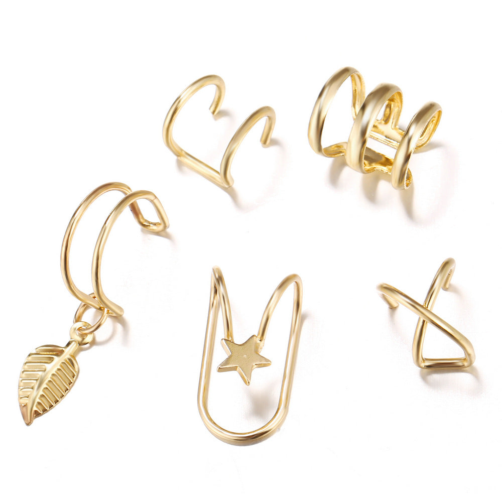 Set Creative Personalized Fashion Cartilage Leaves Earrings