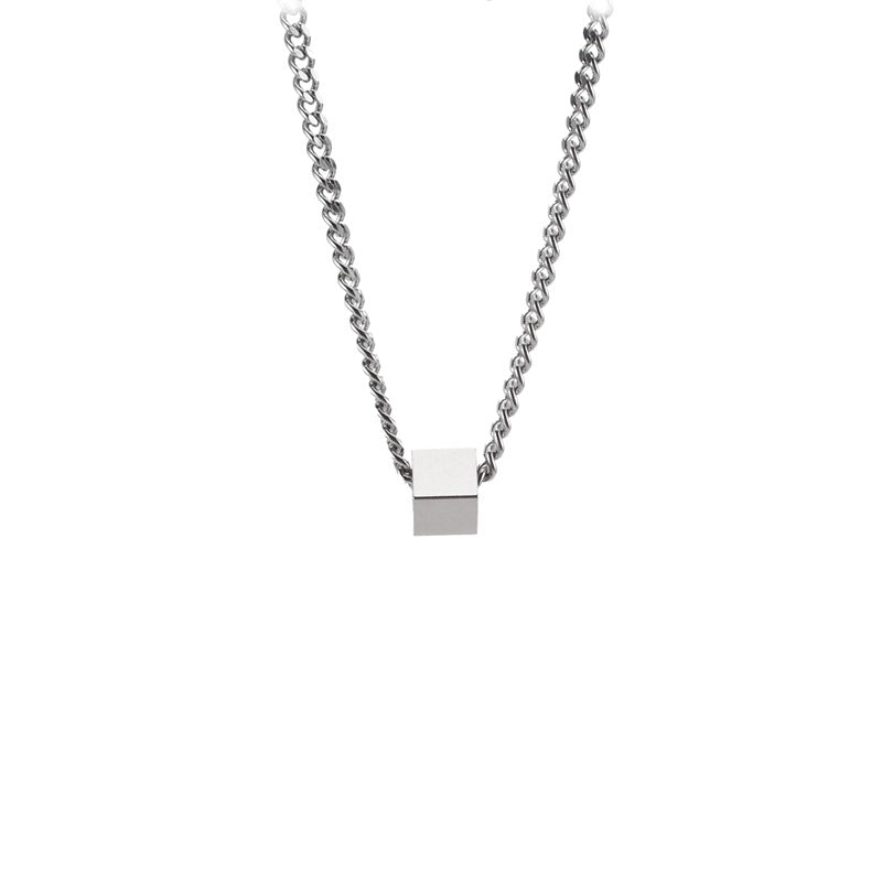 Women's & Men's Titanium Steel Square Personality Necklace