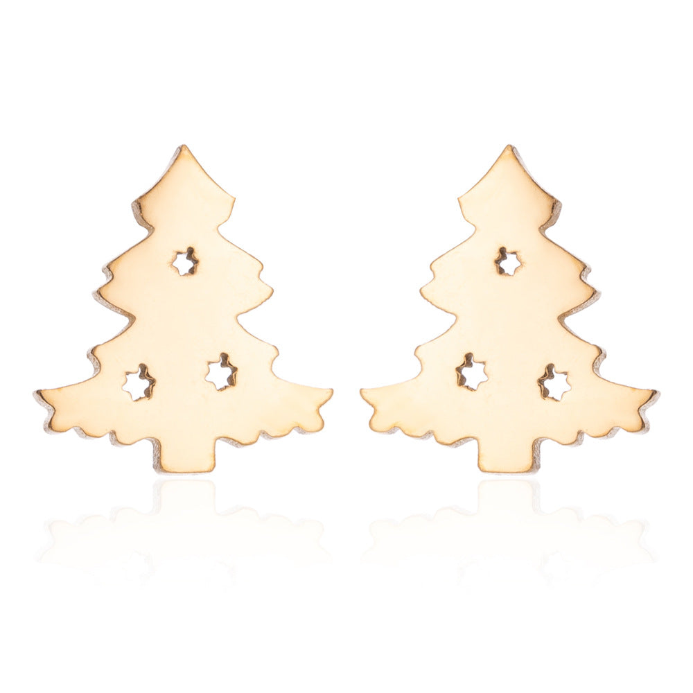 Fashion Simple Stainless Steel Christmas Tree Earrings