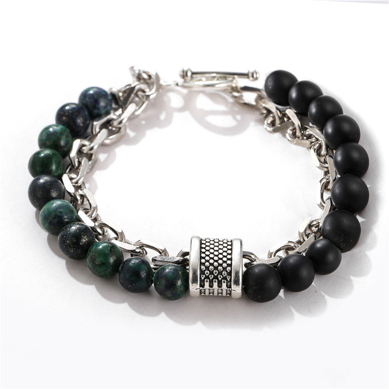 Men's Fashion Punk Frosted Stone Chain Combination Bracelets