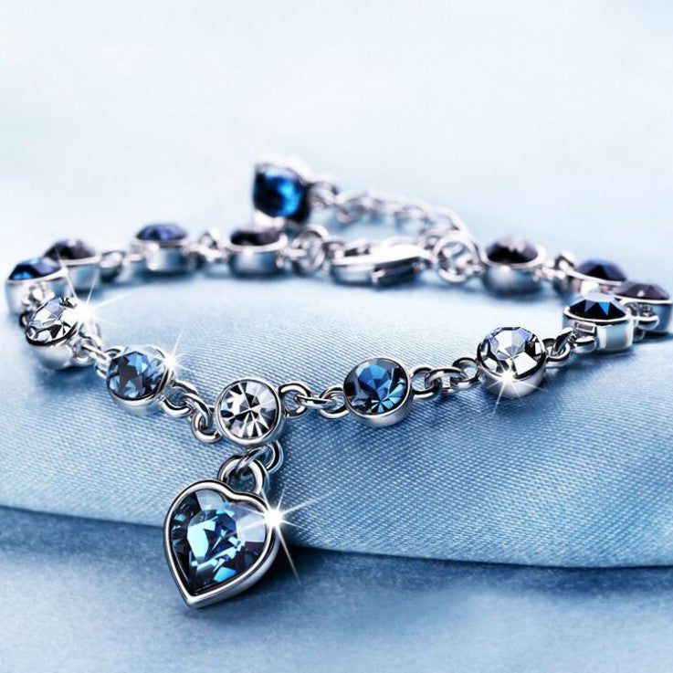 Women's Heart Of The Ocean Crystal Shape Bracelets