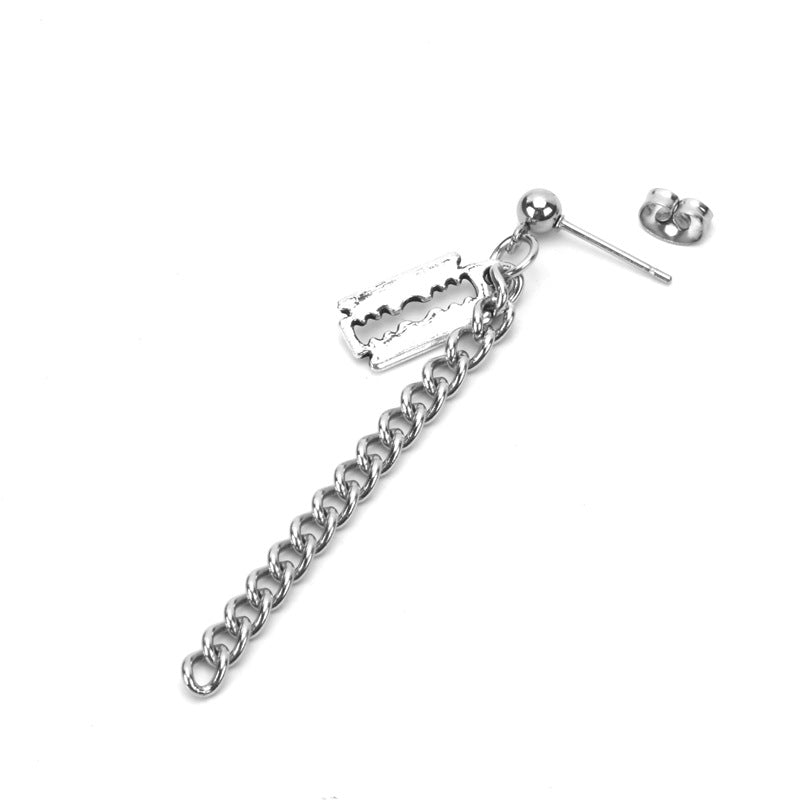 Group Personalized Blade Tassel Chain Long Stainless Steel Ear Earrings
