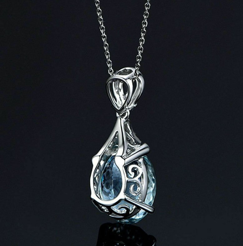 Women's Carat Aquamarine Diamond Color Gem Valentine's Pendants