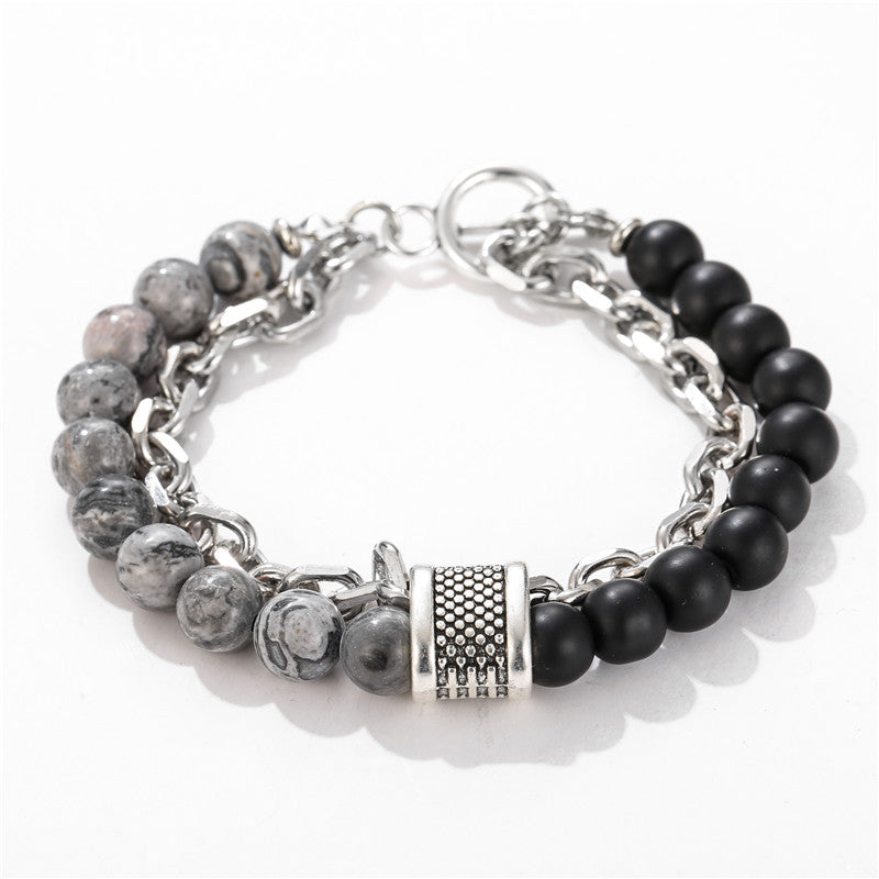 Men's Fashion Punk Frosted Stone Chain Combination Bracelets